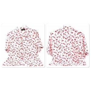 Women's Short Sleeved Blouse White & Red Design